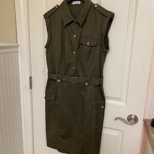 Calvin Klein Size 12 army green military style dress